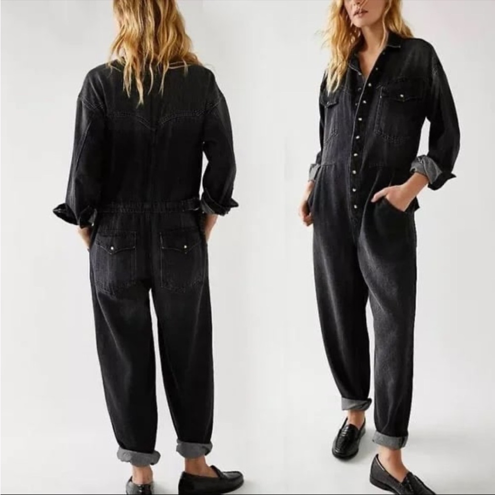 NWT FREE PEOPLE We The Free Townes Coveralls Jumpsuit Black Sz XS